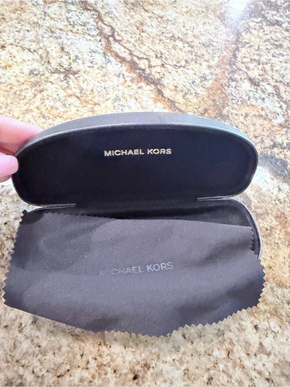 Michael Kors Black Leather Eyewear Case and cleaning cloth
